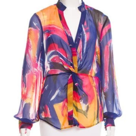 Diane von Furstenburg Colorful Silk Blouse - Picture 1 of 6
